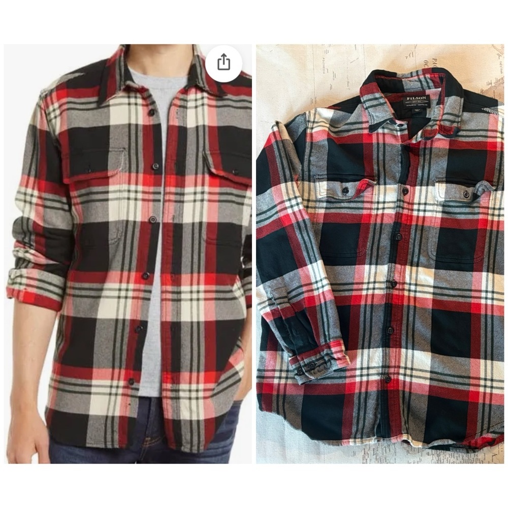 Filson Vintage Flannel Work Shirt Size Large